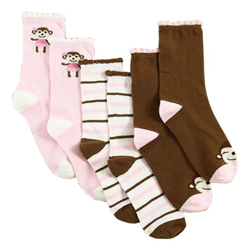 Socks 3in1 Monkey Pink Brown 1