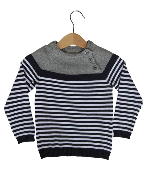 Nautical Stripe Knit Top - Grey 1