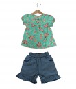 Flower Green Loose Top + Short Pant