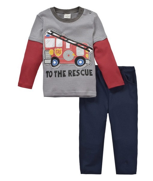 Fire Truck Stripes Tee + Blue Pant 1