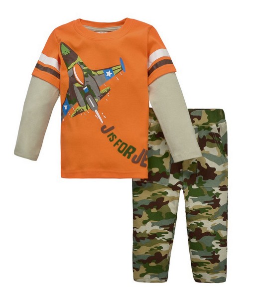 Fighter Plane Orange Tee + Army Pant 1