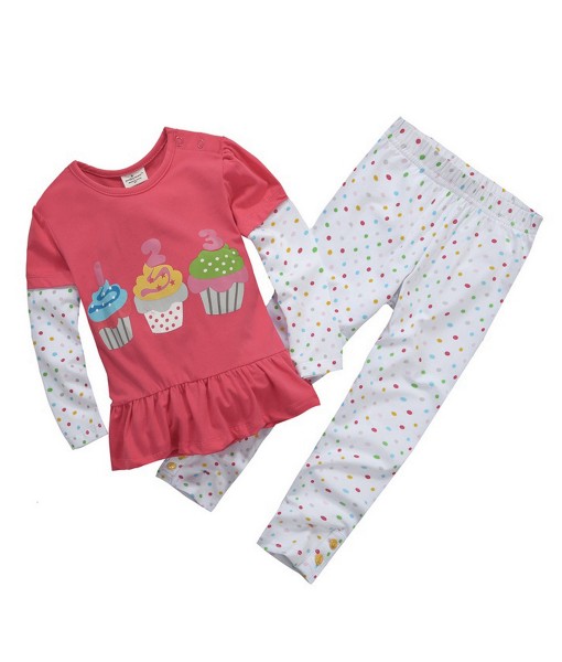 Cupcake 123 Coral Tee + Polka Pant 1