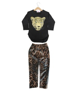 Leopard Tee + Midi Pant - Black