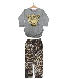Leopard Tee + Midi Pant - Black