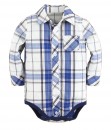 Plaid Classic Bodysuit Shirt - Blue