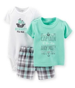 Captain Turquoise Tee+White Bodysuit+Plaid Pant