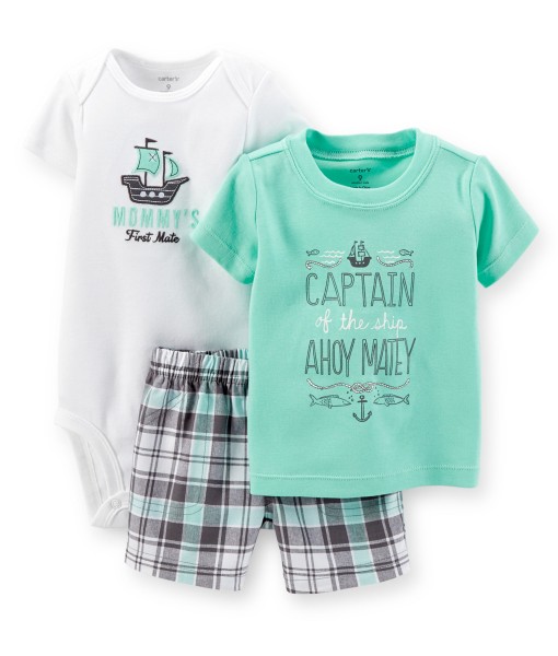 Captain Turquoise Tee+White Bodysuit+Plaid Pant 1