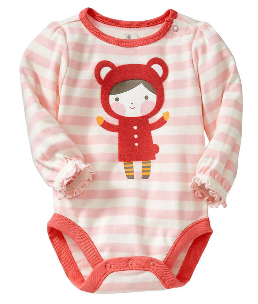 Bear Girl Stripe Peach Bodysuit