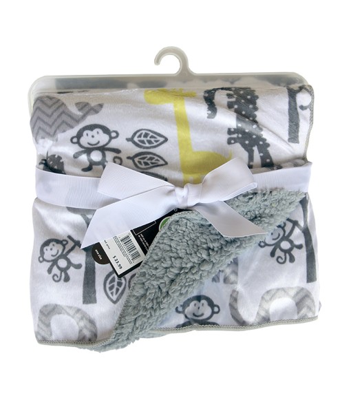 Animal Grey Double Fleece Baby Blanket 1