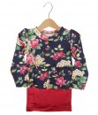 Flower Peplum Top - Dark Blue
