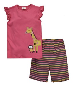 Monkey Giraffe Pink Tee + Stripes Pant