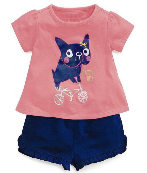 Puppy Bicycle Tee + Blue Pant 1