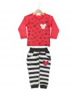 Mickey Tee + Stripes Pant - Red