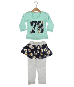 Flower 78 Tee + Pant - Turquoise