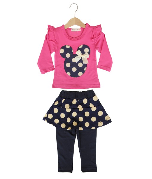 Minnie Polka Tee + Pant - Pink 1