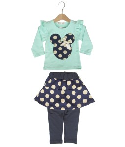 Minnie Polka Tee + Pant - Turquoise