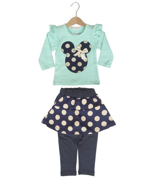 Minnie Polka Tee + Pant - Turquoise 1