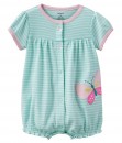 Butterfly Turquoise Stripes Romper