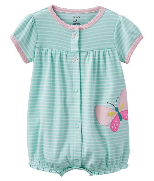 Butterfly Turquoise Stripes Romper 1