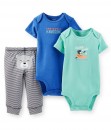 Bear Kayak Green Bodysuit + Blue Bodysut + Stripe Pant