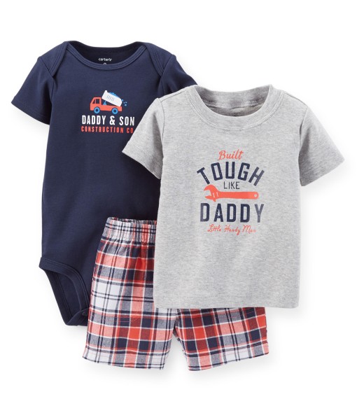 Tough Like Daddy Tee + Truck Bodysuit + Plaid Pant 1