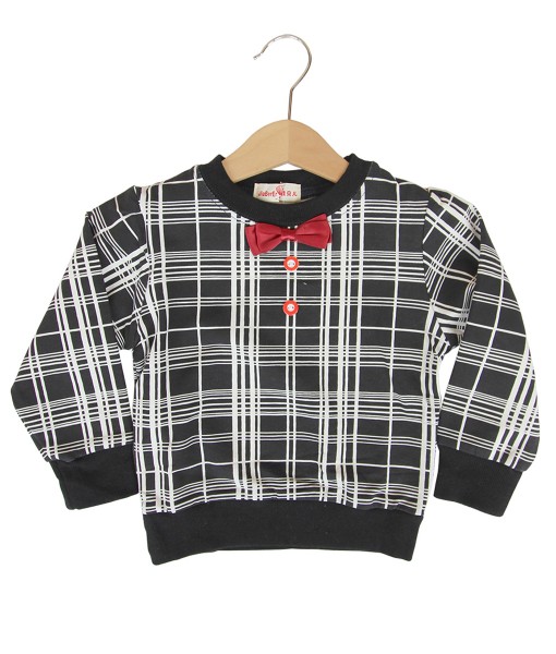 Bow Tie Plaid Top - Black 1