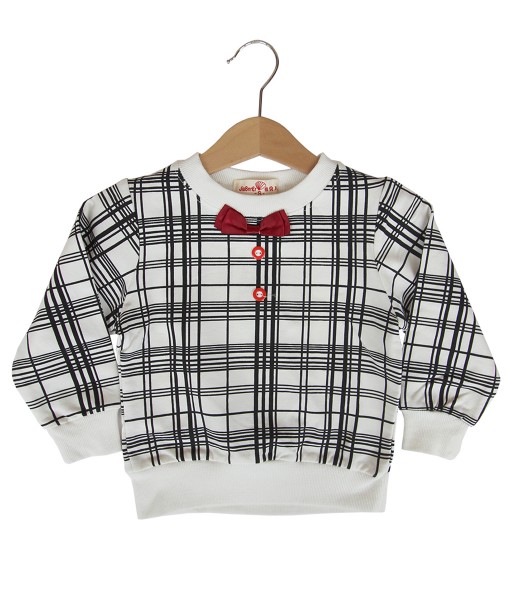 Bow Tie Plaid Top - White 1