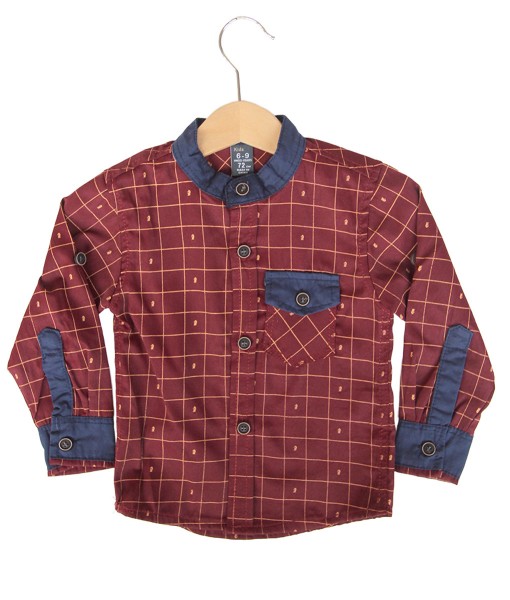 Plaid Maroon Lining Blue Shirt 1