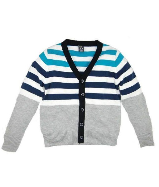 Blue Grey Small Stripe Cardigan 1