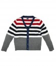 Red Grey Small Stripe Cardigan