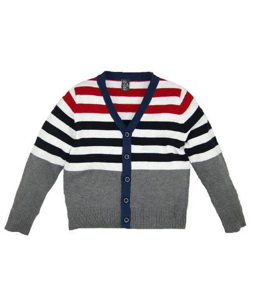 Red Grey Small Stripe Cardigan 1