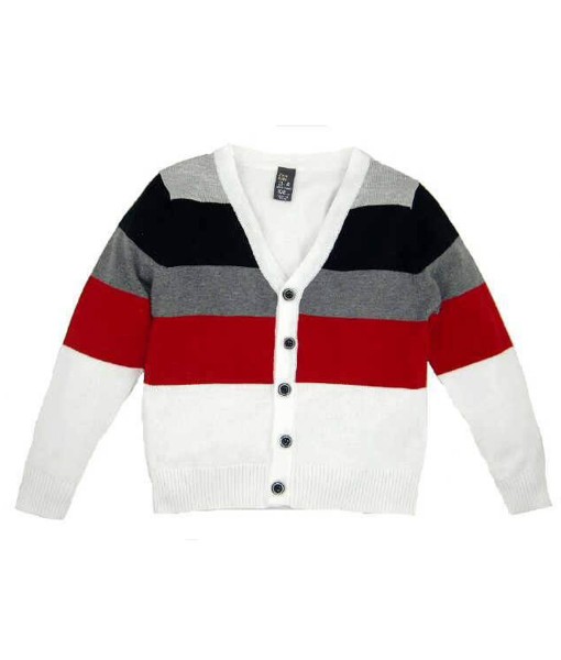 White Big Stripe Cardigan 1