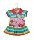 Peppa Collared Stripe Dress - Blue Green