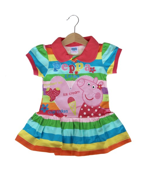 Peppa Collared Stripe Dress - Blue Green 1