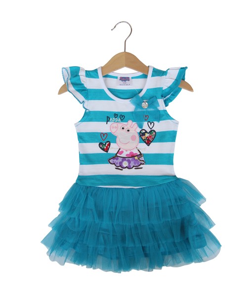 Peppa Tutu Stripe Dress - Blue 1