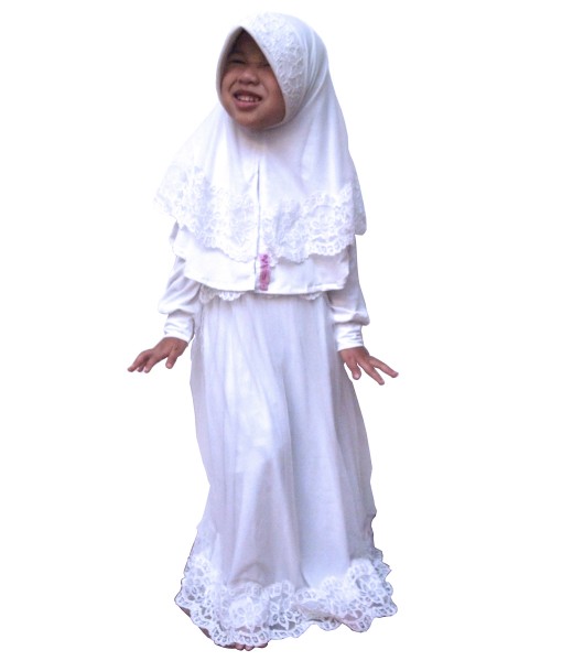 Gamis Tutu Dress + Jilbab - White 1