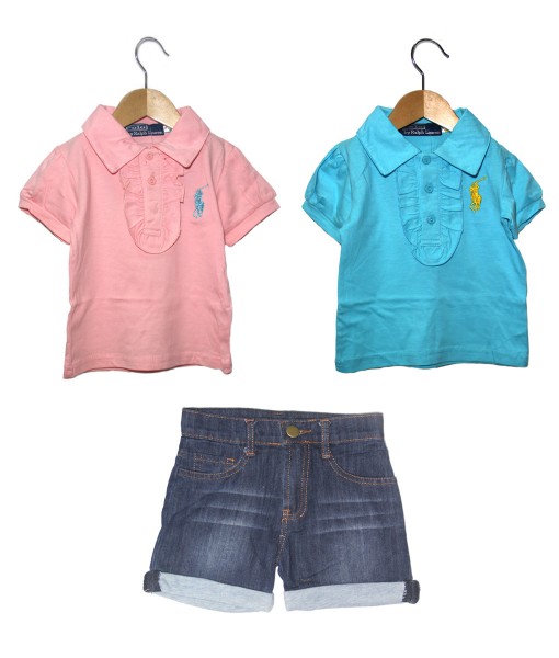 Pink Collared Tee + Blue Collared Tee + Jeans 1