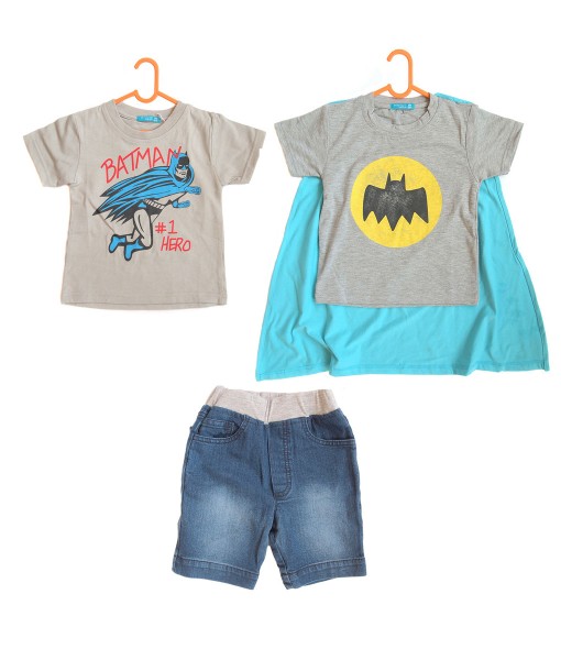 Batman Hero Tee + Batman Lights Tee with Wings + Short Jeans 1