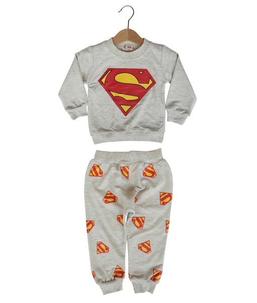 Superman Logo Tee + Pant - Grey 1