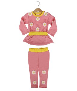 Flower Rample Tee + Pant - Peach