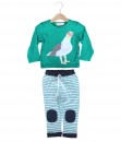 Bird Green Tee + Stripe Pant