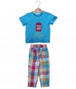 Bus Blue Tee + Plaid Pant