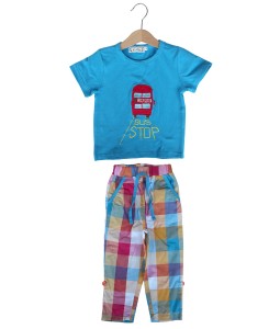 Bus Blue Tee + Plaid Pant