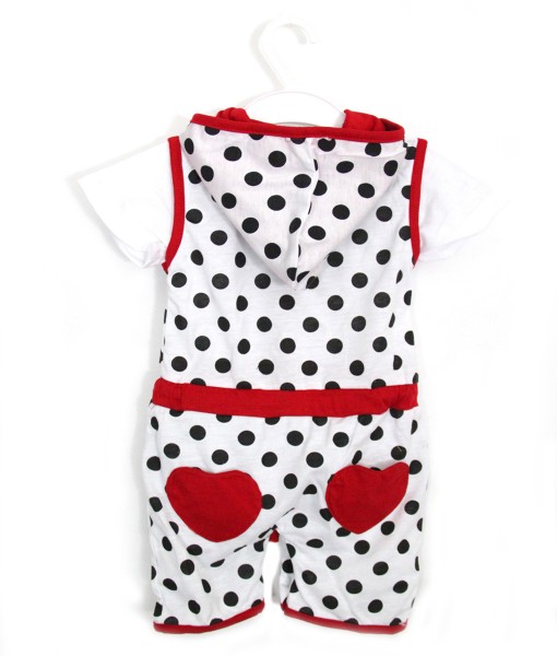 Romper Hoodie Black White Dots 1