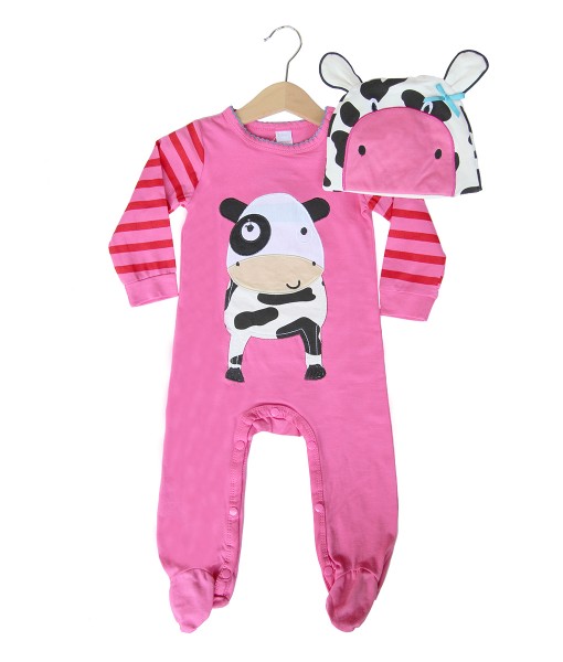 Costume Jumpsuit + Hat - Pink Cow 1