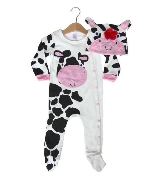 Costume Jumpsuit + Hat - White Cow 1