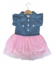Denim Frill Tutu Dress - Pink