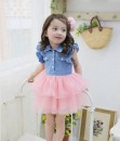 Denim Frill Tutu Dress - Pink