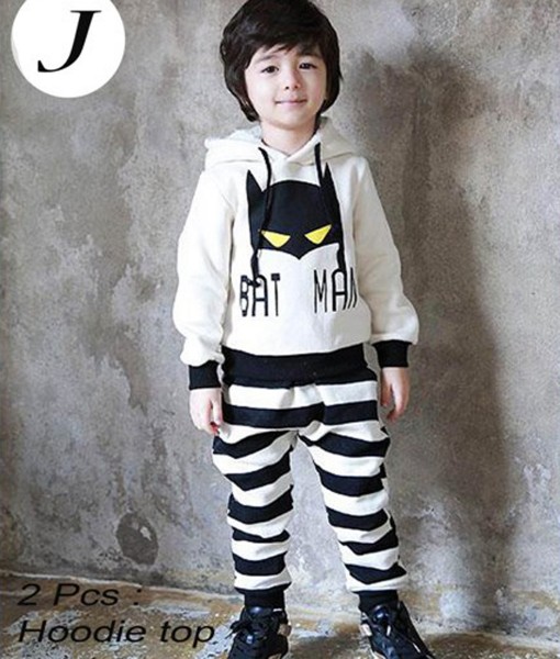 Batman Hoodie Top + Stripe Pant