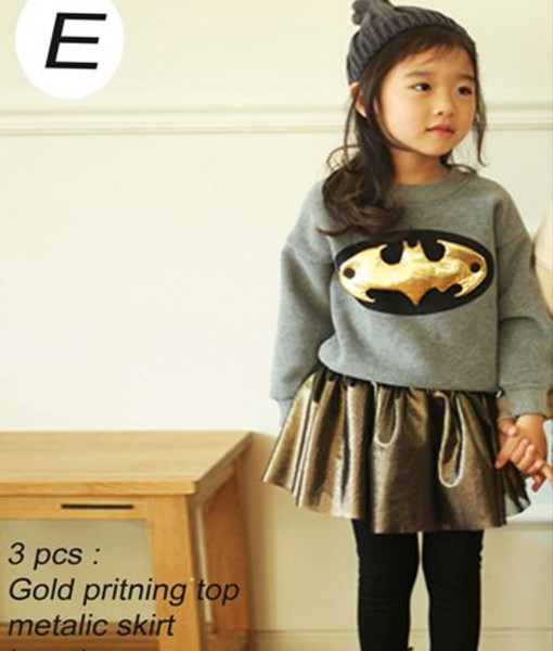 Batman Logo Gold Top + Skirt + Pant